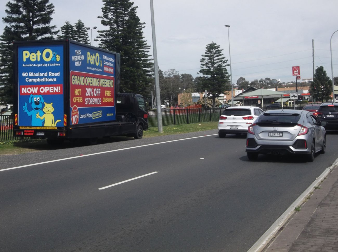 PetO Campbelltown store opening success using mobile billboard for